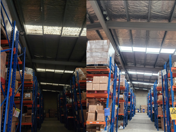 skylight warehouse light difference before after 